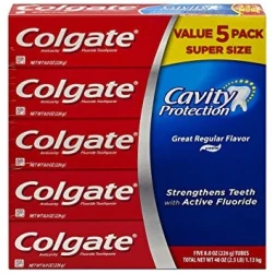 Colgate Cavity Protection Regular Flavor Fluoride Toothpaste - 5 Tubes