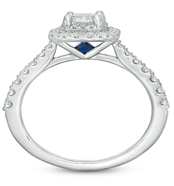 Vera Wang Love Collection  Emerald-Cut Diamond Double Frame Engagement Ring in 14K White Gold