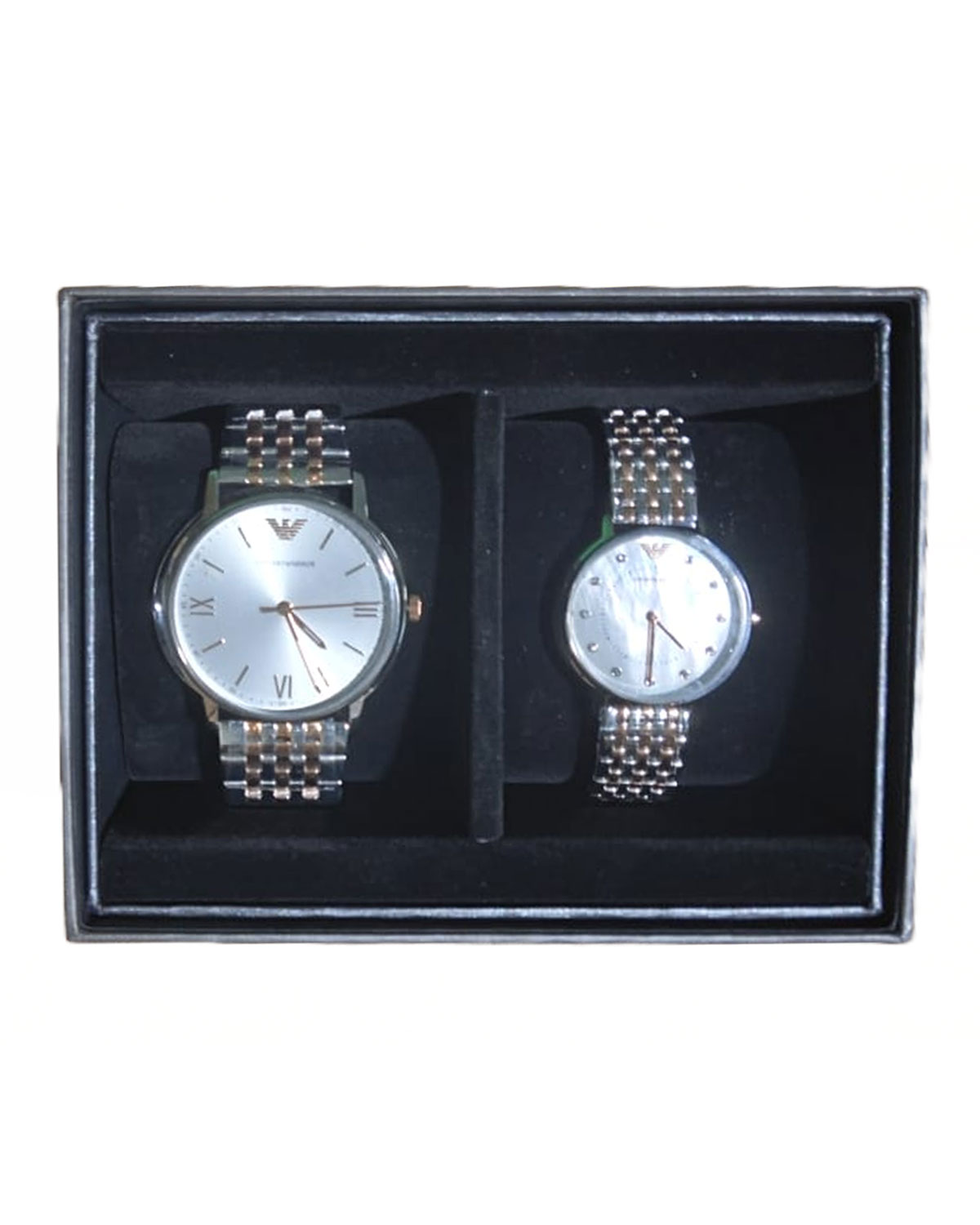 Emporio Armani AR90008 Two-Tone Stainless Steel Watch Set