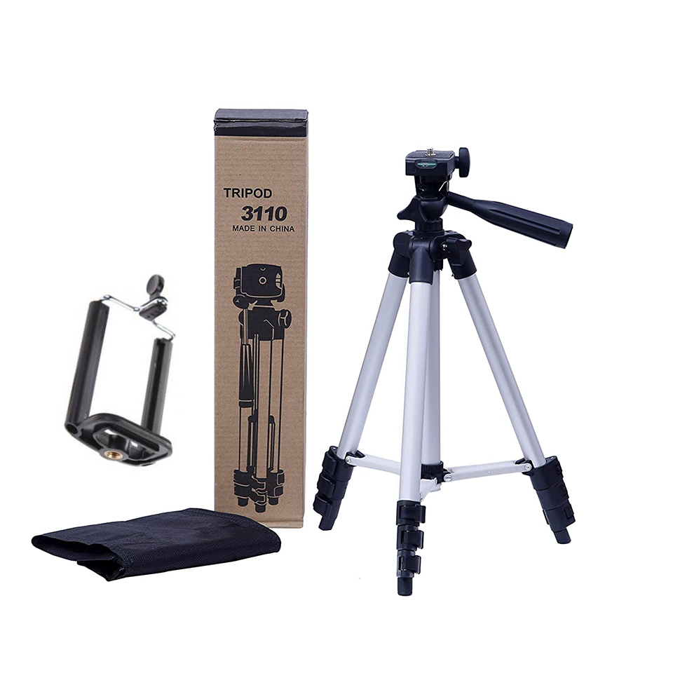 3110 Aluminum Alloy Tripod For Camera and Mobile - Silver and Black