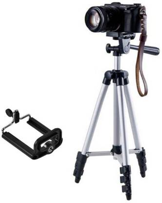 3110 Aluminum Alloy Tripod For Camera and Mobile - Silver and Black
