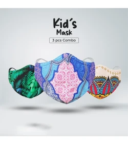 Kids Designer Edition Cotton Mask Combo (Foresty - Hazel - Festiva)