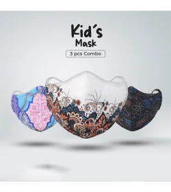 Kids Designer Edition Cotton Mask Combo (Hazel - Floral Blush - Yale)