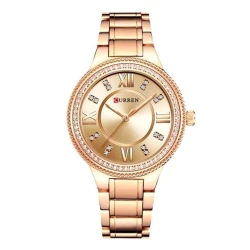 CURREN 9004-Rosegold Stainless Steel Analog Watch for Women