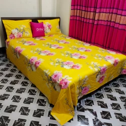 ORTHA LUXURY TWILL -  Yellow flower print Bed Sheet