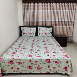 ORTHA LUXURY TWILL -Pink flower print Bed Sheet