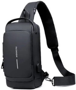 Solid USB Charging Port Sling Anti-Theft Shoulder Bag