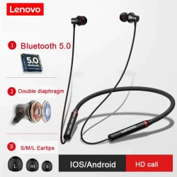 Lenovo HE05X Wireless In-Ear Neckband Earphones - Black