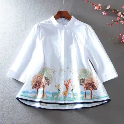 Elegant China linen kurta with screen print