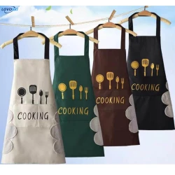 Fashion Kitchen Cooking Oilproof Adjustable Bib with Pockets Waterproof Chef Apron for Unisex Adults Grilling Baking Gifts - white