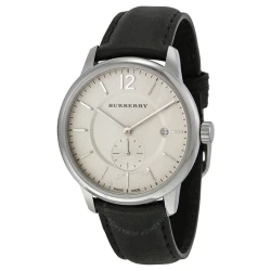 BURBERRYClassic Round Beige Dial Black Leather Mens Watch