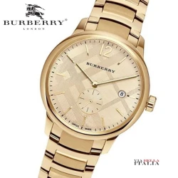 BURBERRY MENS GOLD TONE CHECK DIAL WATCH