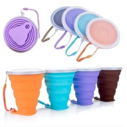 Portable Foldable Collapsible outdoor Travel Silicone Coffee Cup with cover folding water Mug - Coffee Mug