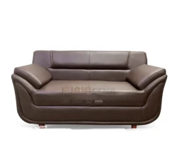 Rolled Arm Two Seater Synthetic Leather Living Room Sofa
