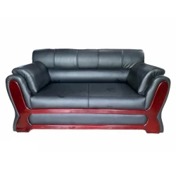 Rolled Arm Fluffy Two Seater Sofa (Faded Black)