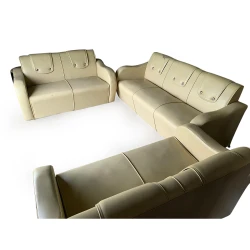 Wooden Plain White Couch Sofa Set