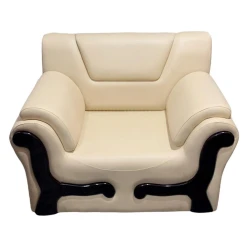 Single Seater Rolled Arm Leaqueared Sofa High Quality Artificial Leather Armchair White and Off White