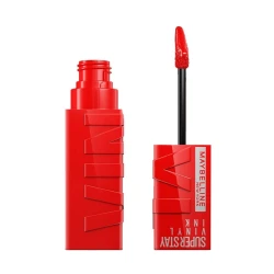Maybelline Liquid Lipstick  Enriched With Vitamin E & Aloe, SuperStay Vinyl Ink, Red Hot
