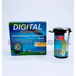 Digital Accu-Answer blood Glucose Test Strip/Digital Accu-Answer Diabetics Test Strips/Digital Accu-Answer Glucometer Test Strips- 25 pcs