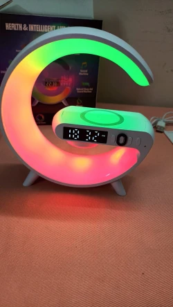 Wireless Charger With Alarm Clock Led Light 5-in-1 Portable Wireless Speaker Smart Bedside Table Lamp