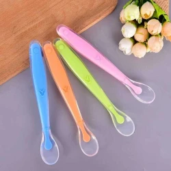 Multi-Color  Flexible Newborn Baby Feeding Training Silicone Baby Spoon For Kids