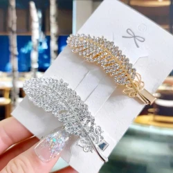 Bling Diamond Feather and Butterfly Shaped Hair Clips for Women