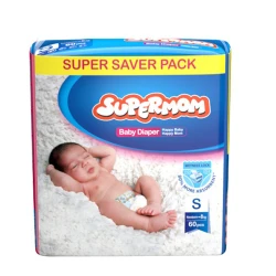SuperMom Baby Diaper S | সুপারমম বেবি ডায়পার স্মল - 60 pcs | 8 KG