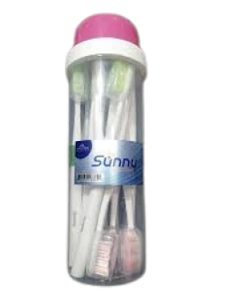 সানি টুথব্রাশ | Sunny soft toothbrush -12 pcs with cap and 1 water pot jar