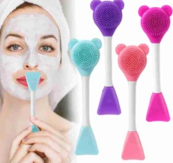 Double Head Facial Mask Brush Silicone Applicator Spoon Spatula Stirring Stick - Versatile Home Makeup Tools
