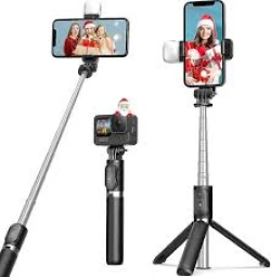 Portable Mobile Phone Tripod Selfie Stick with Bluetooth Remote Control