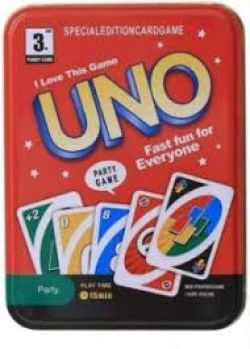 UNO Classic Family Fun Luxury Version Card Game in Steel Box - Small