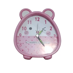 Cute Cat Face Table Alarm Clock - Pink