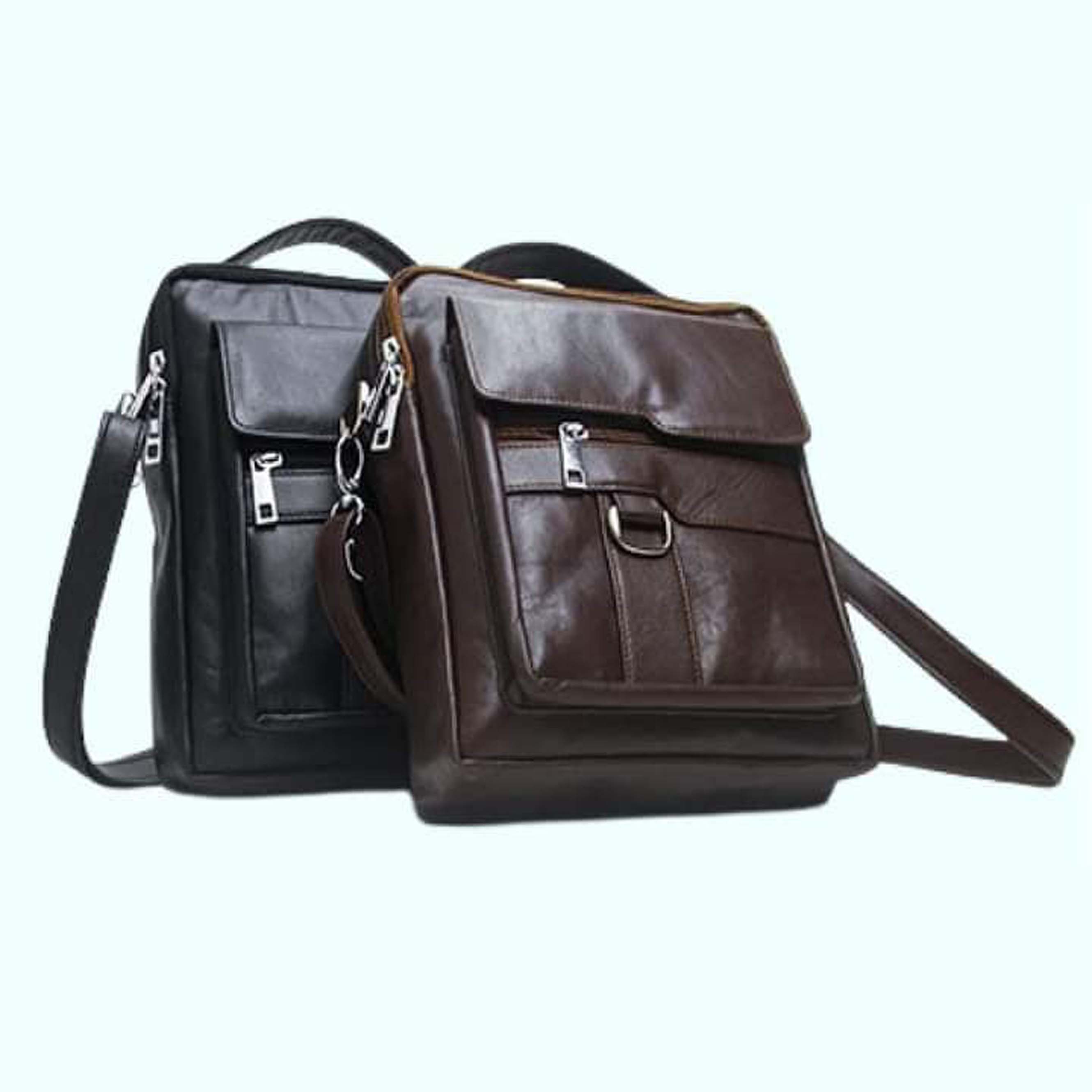 Leather Black Color Messenger Bag For Man