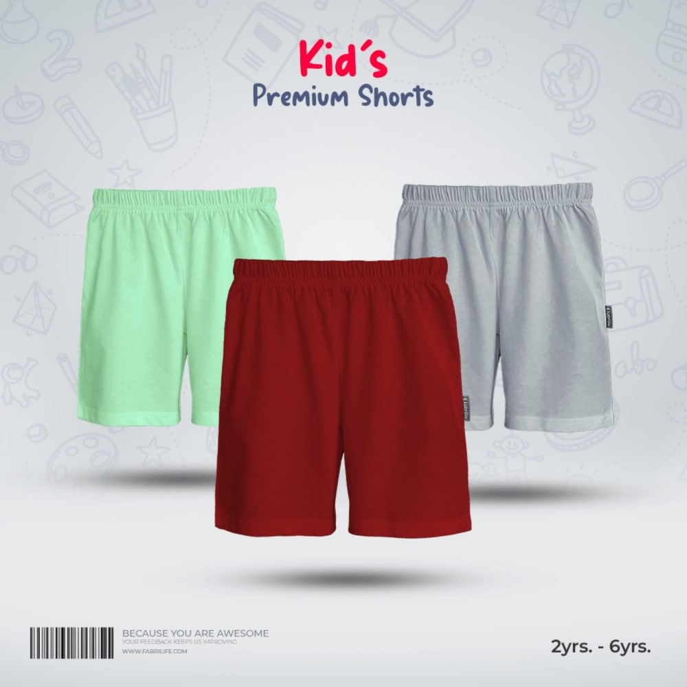 Kids Premium Cotton Shorts Combo