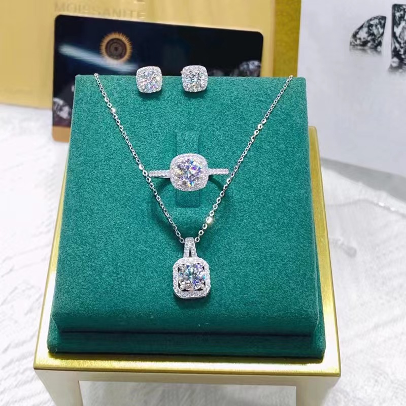 AD Crystal Stone Pendant Set with Earrings and Finger Ring for Girls and Women