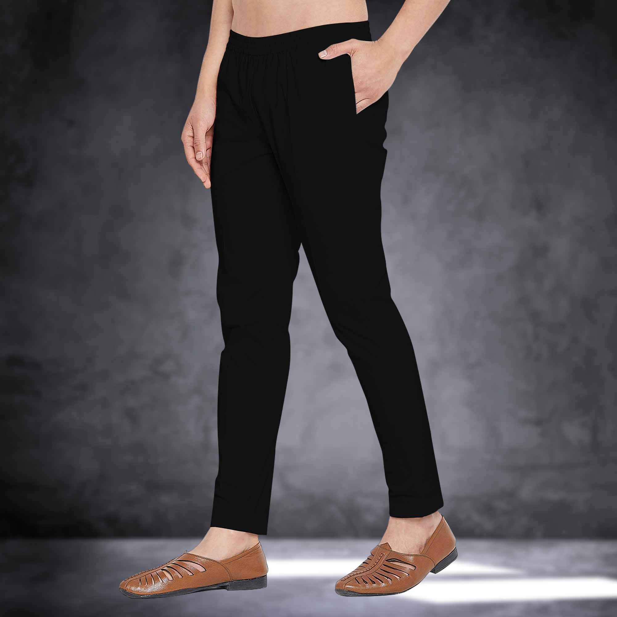 Black Color Cotton Dubble Stretch Pajama for Men