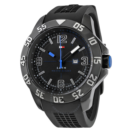 Cole Black Dial Black Rubber Mens Sports Watch