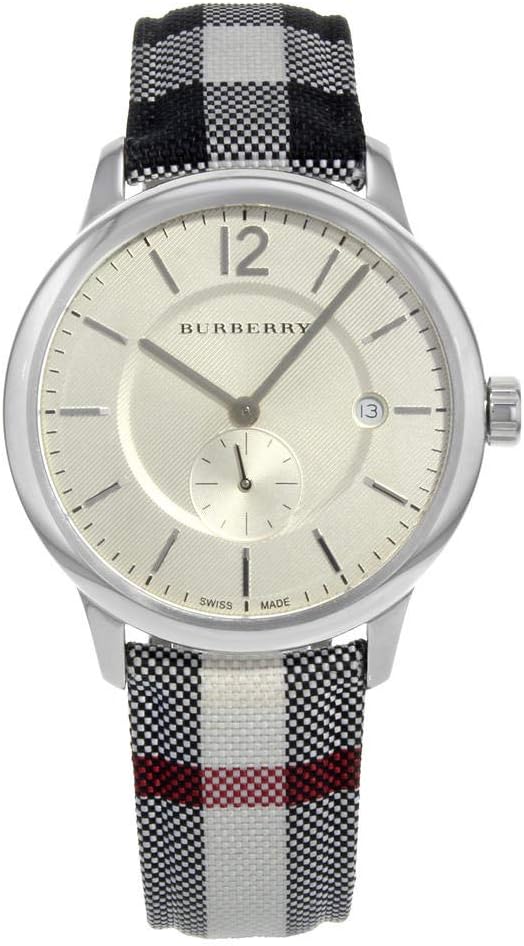 Burberry Mens Watch with Stainless Steel Case and Multicolor Fabric