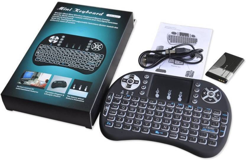 I8-B Wireless Backlit Mini Keyboard With RGB Touch-Pad