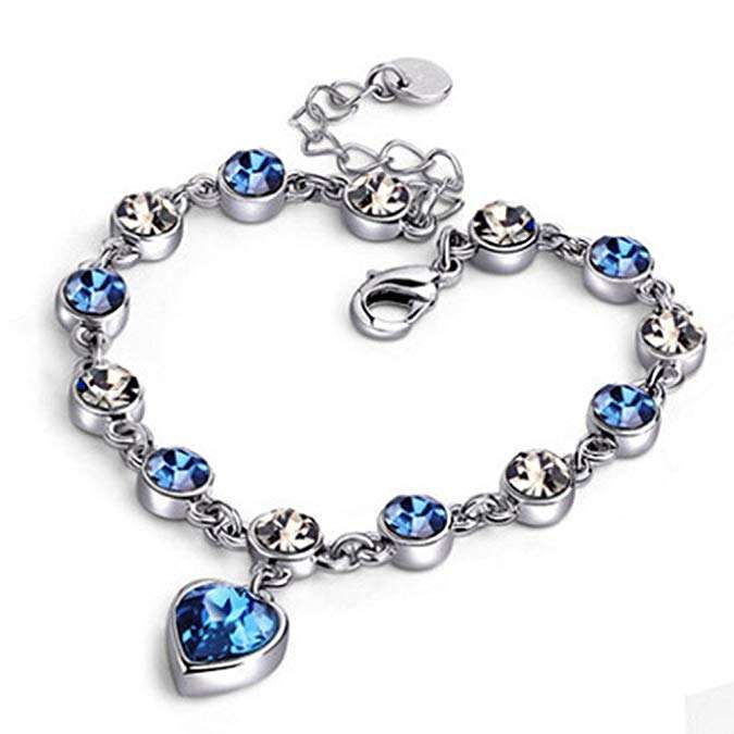 Fashion Women Heart of Ocean Crystal Rhinestone Bangle Bracelet - Elegant Jewelry