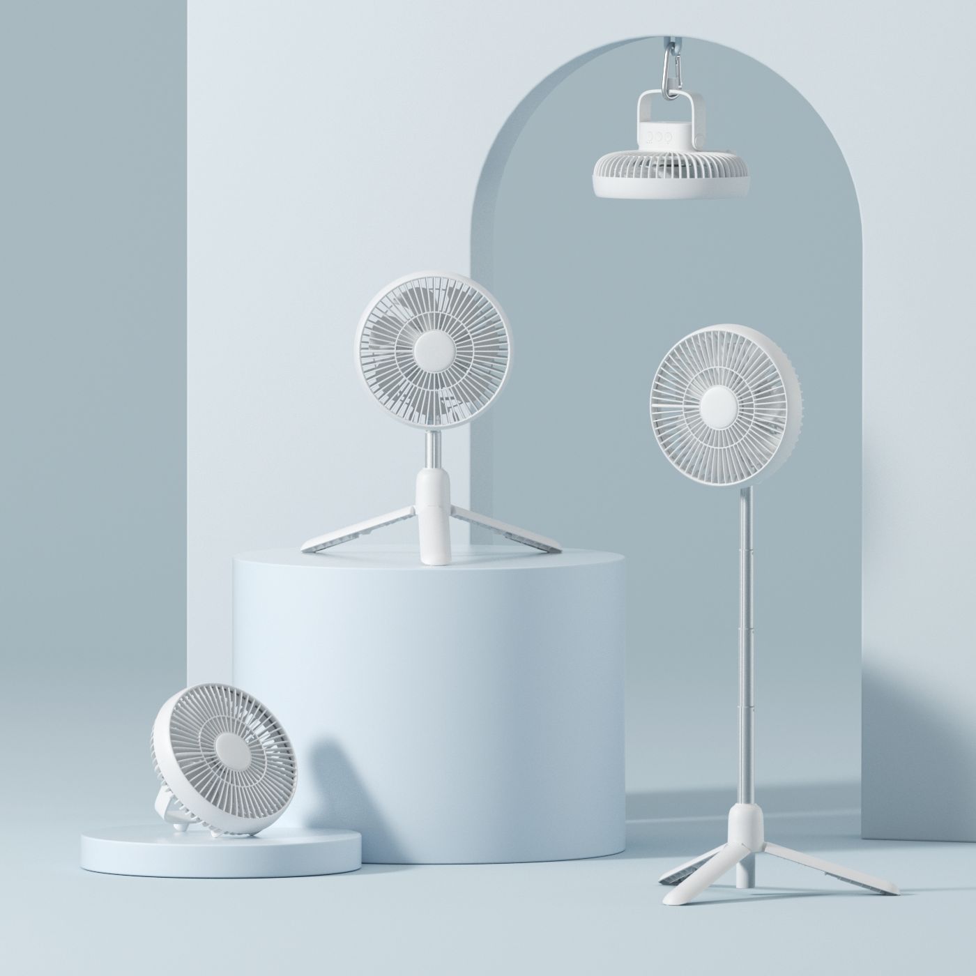 JISULIFE FA37 Rechargeable USB Ceiling Fan With Tripod - White