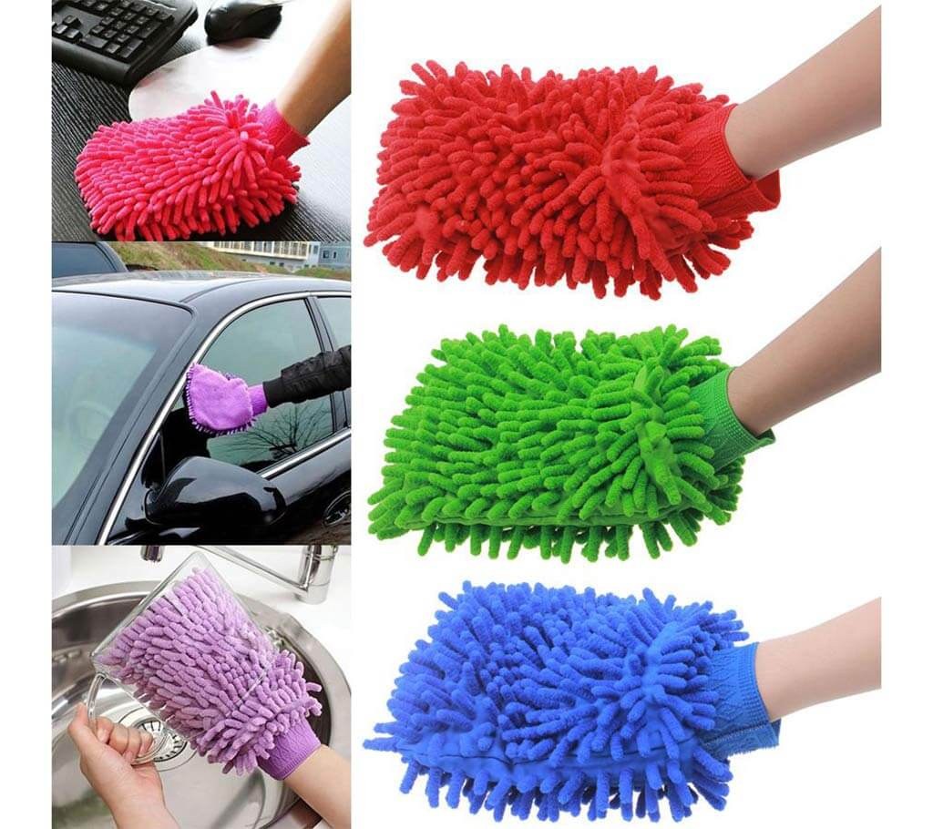 Microfiber Dust Cleaning Glove 1 pcs (Car Window Washing Home Kitchen Cleaning Cloth Duster Towel Gloves)