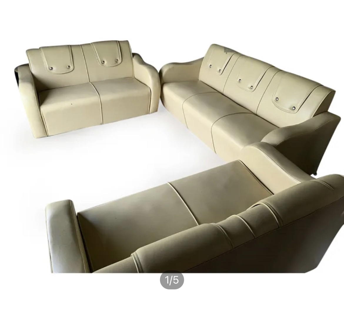 Wooden Plain White Couch Sofa Set