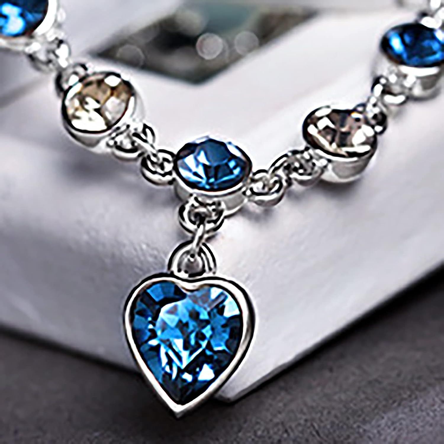 Fashion Women Heart of Ocean Crystal Rhinestone Bangle Bracelet - Elegant Jewelry