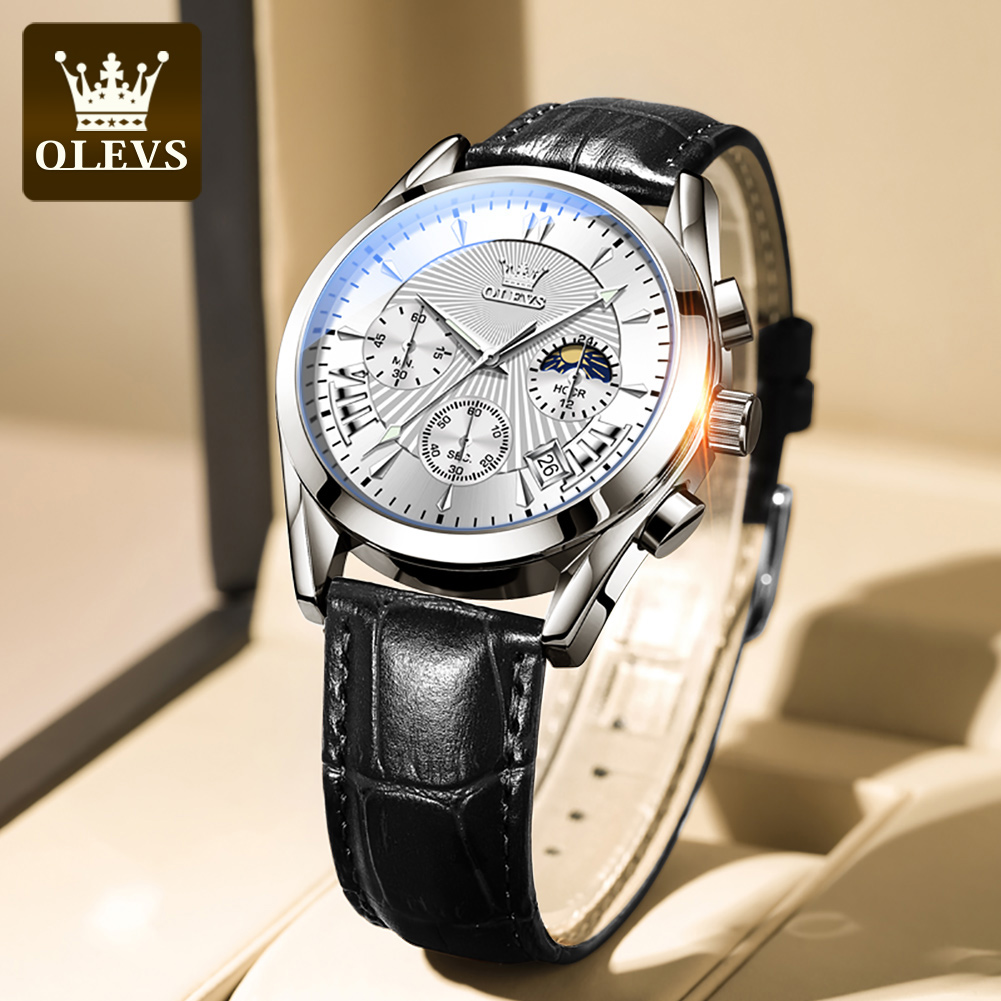 OLEVS 2876 Latest Model Leather strap Fashion Watch for Men