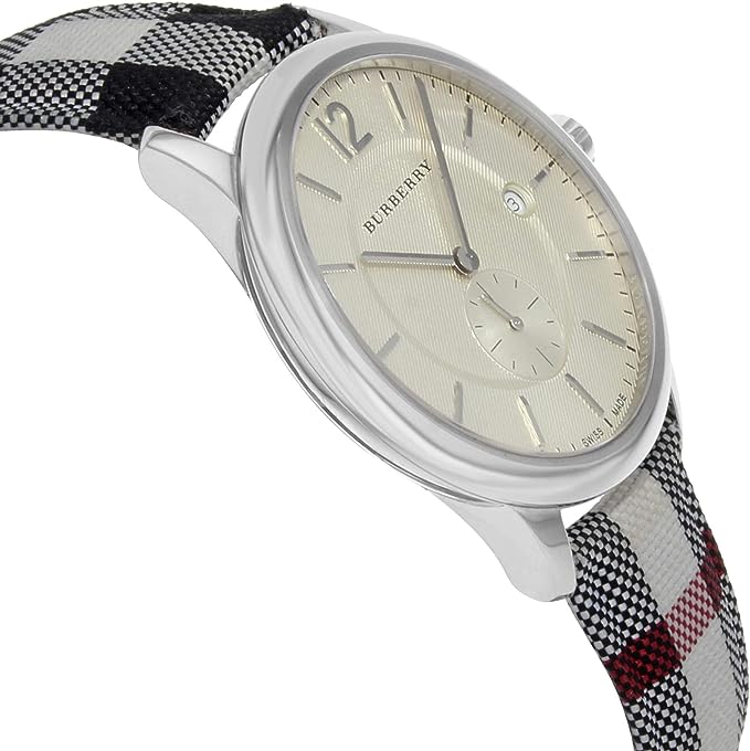 Burberry Mens Watch with Stainless Steel Case and Multicolor Fabric