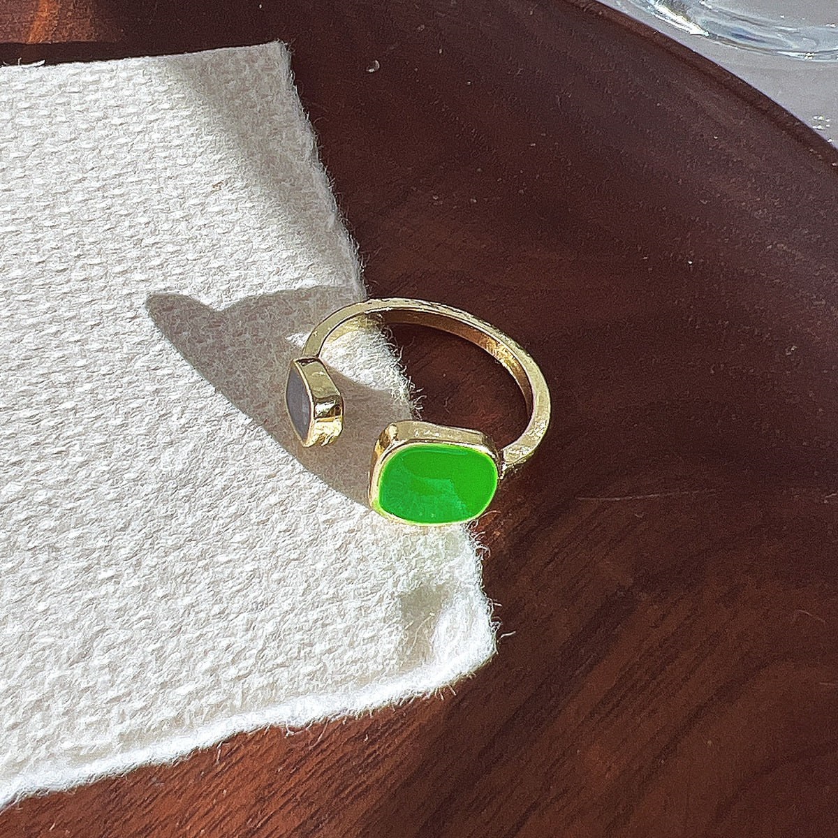 Vintage Boho Enamel Emerald Adjustable Opening Rings for Women & Girls | Fashion Jewelry