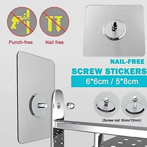 10 pcs Self Adhesive Heavy Duty Nail Wall Stainless Steel Screw Sticker No Drilling Installation for Use