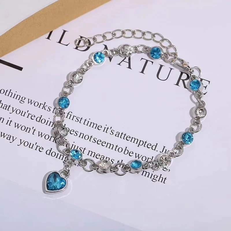 Fashion Women Heart of Ocean Crystal Rhinestone Bangle Bracelet - Elegant Jewelry