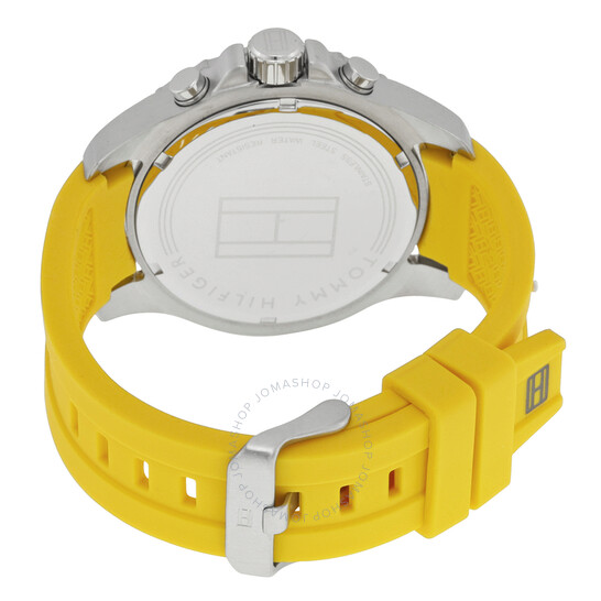 TOMMY HILFIGER Multi-Function Dark Grey Dial Yellow Silicone Mens Watch